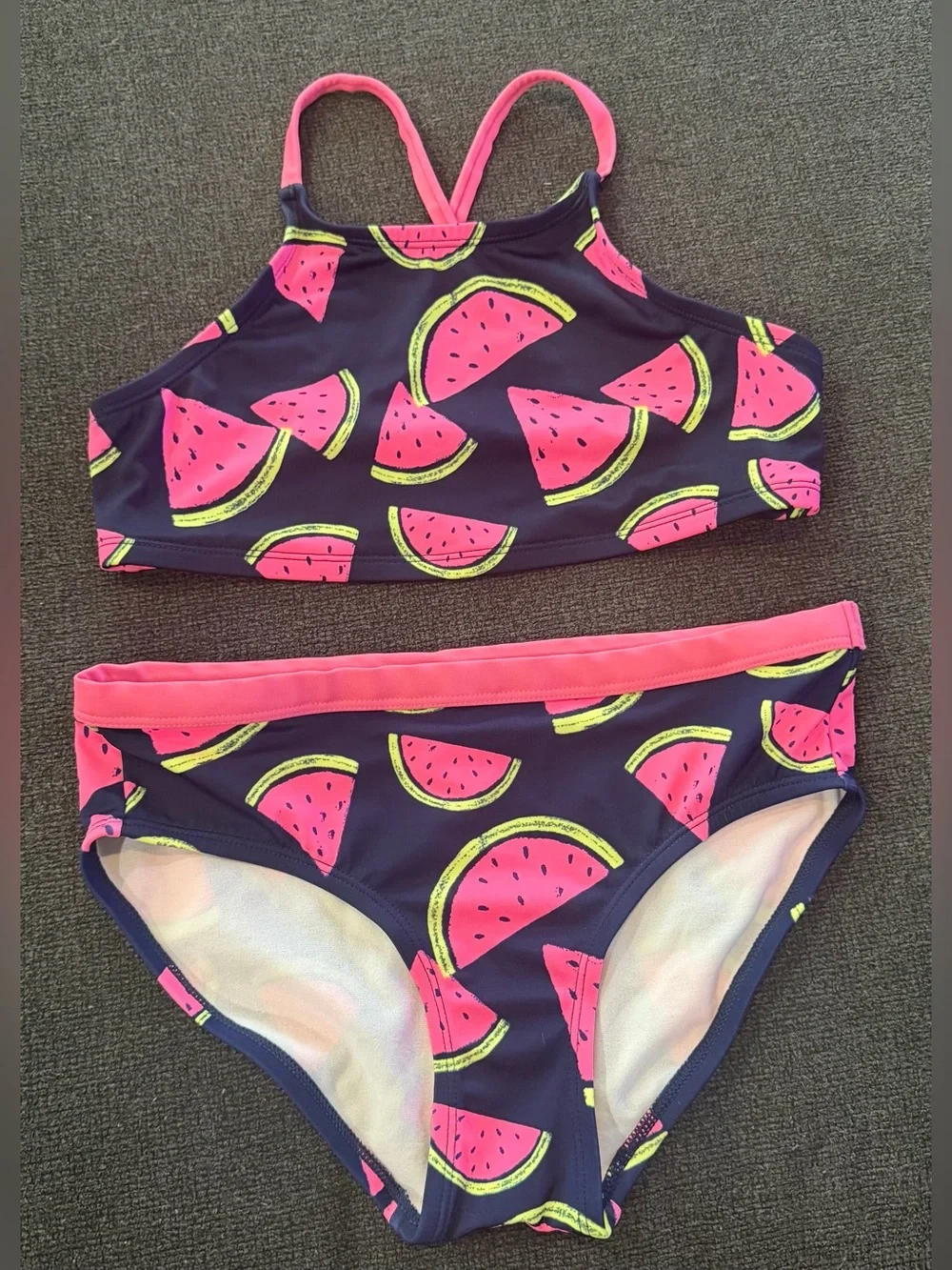 Justice Girls Navy Bikini Set with Watermelon Print